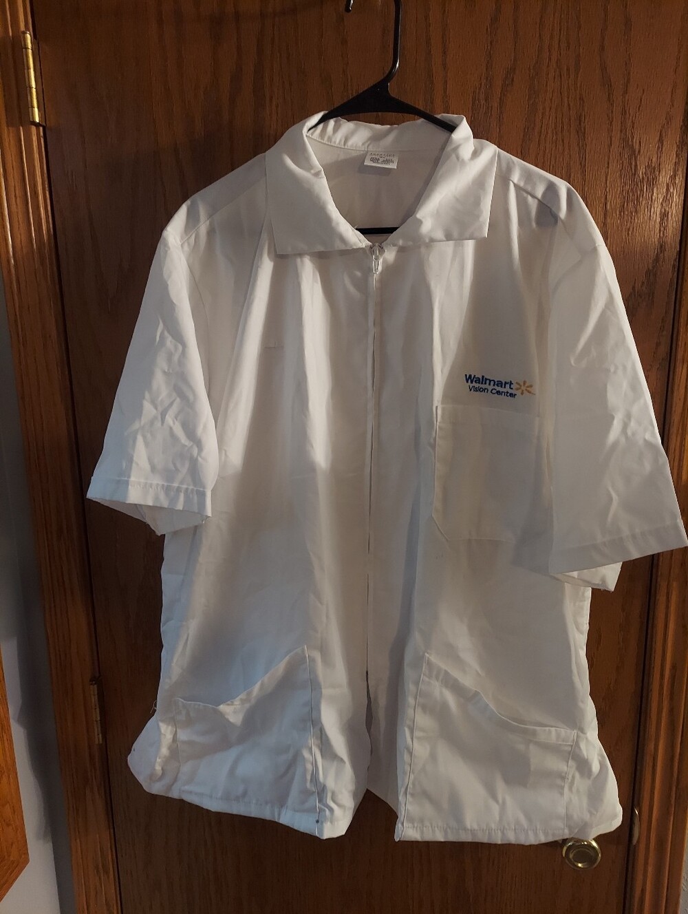 Walmart Vision Center XL White Zip Front Scrub Jacket Lab Coat Superior Uniform